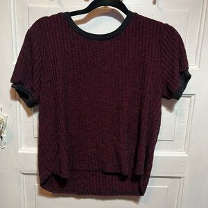 Rue21 Red Ribbed Relaxed Short Sleeve Tee